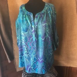 Jennifer Lopez Dolman Sleeve Snakeskin Top XL
